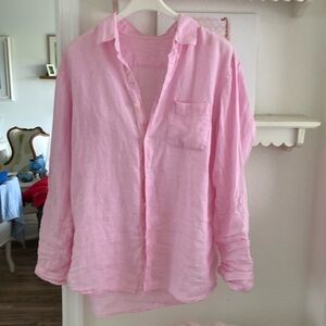 Uniqlo pink linen shirt men or women size 14